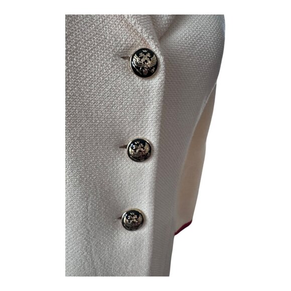 St John Collection Santana Knit Jacket & Shell Set Cream Black Red Trim Sz 4 - Picture 8 of 10